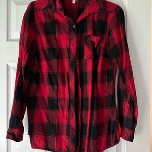 Sonoma Red and Black Plaid Button-Up Shirt